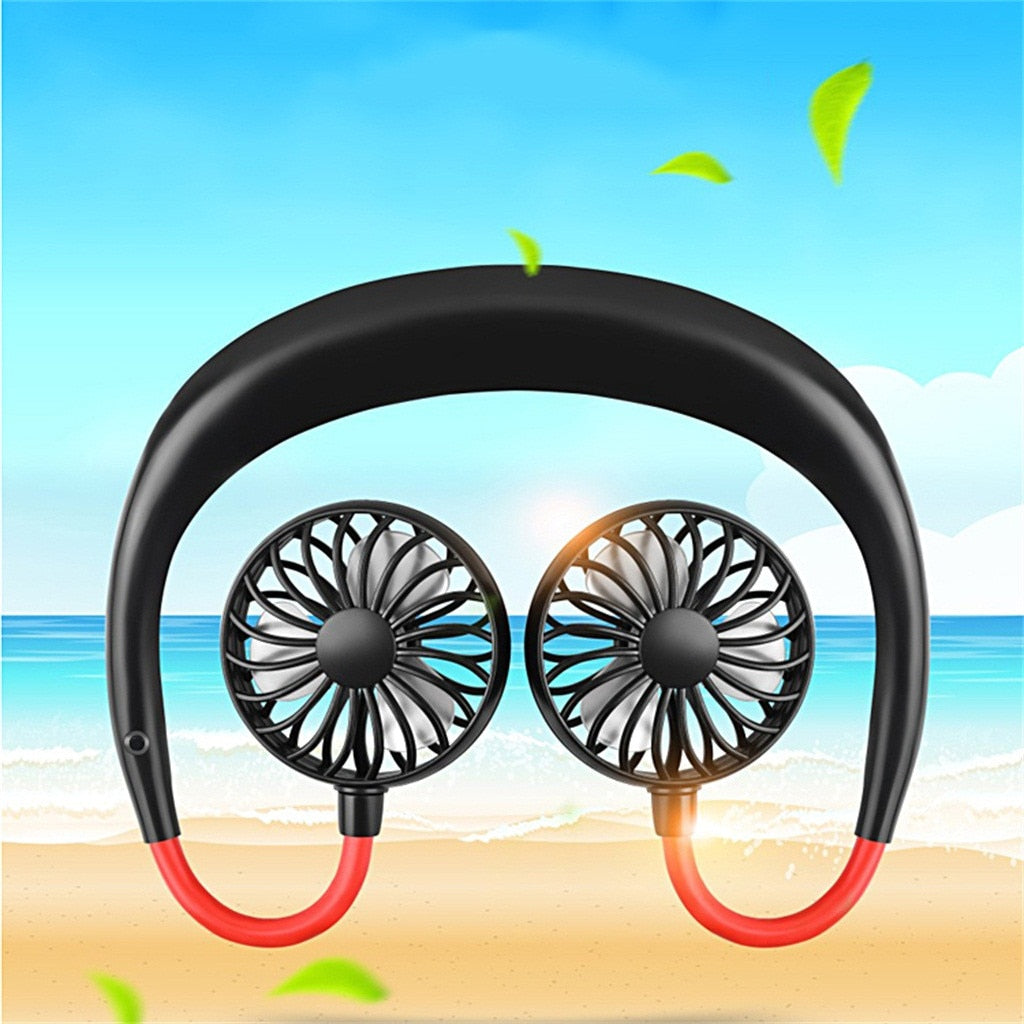Charging portable lazy fan student desktop fan hanging neck fan - My Tech Addict