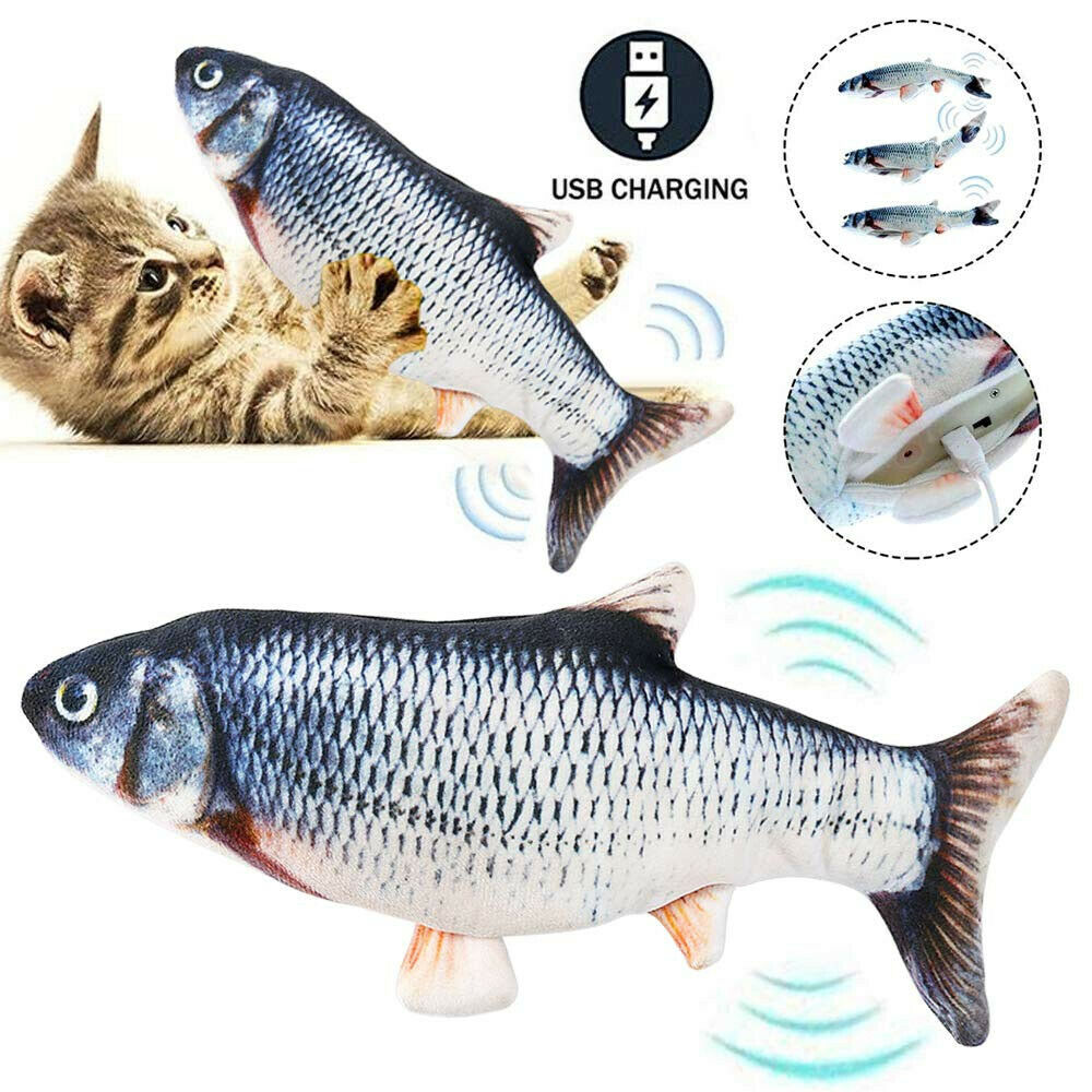 Electric Fish Cat Toy Realistic Interactive Kicker Jumping Dancing Kitten Toys - My Tech Addict