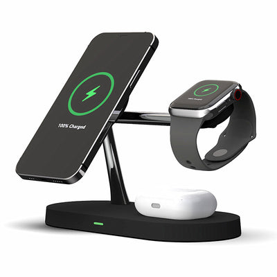 Multifunctional Five-In-One Magnetic Wireless Charging Watch Headset Desktop Mobile Phone Holder Charger 15W Fast Charge - My Tech Addict