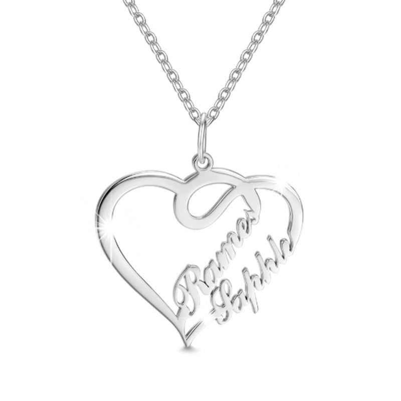 Double Heart Necklace Personalized Necklaces Pendant Gifts Stainless S
 
 Overview:
 
 


 Three plating colors, two materials, to provide you with a variety of choices.
 
 The chain uses a thin one to better highlight the line except hallowen giftsMy Tech AddictMy Tech Addict