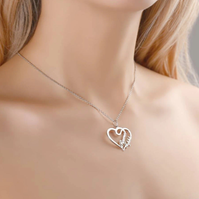 Double Heart Necklace Personalized Necklaces Pendant Gifts Stainless S
 
 Overview:
 
 


 Three plating colors, two materials, to provide you with a variety of choices.
 
 The chain uses a thin one to better highlight the line except hallowen giftsMy Tech AddictMy Tech Addict