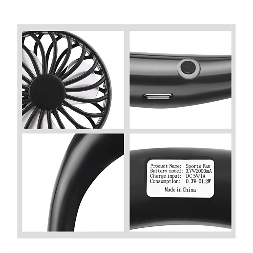 Charging portable lazy fan student desktop fan hanging neck fan - My Tech Addict