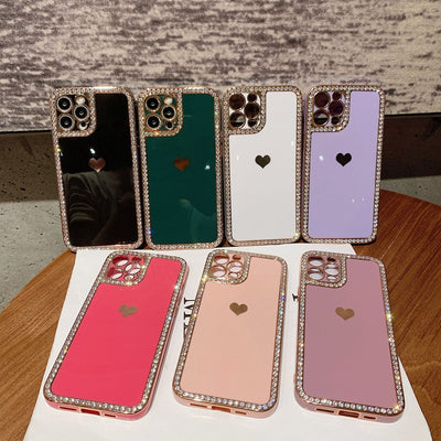 Phone Case Accessories Love Crystal Diamond Edge Electroplating Protective Cover - My Tech Addict