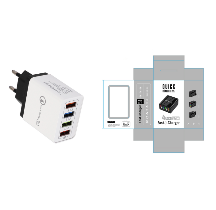 USB Charger Quick Charge 3.0 4 Phone Adapter For Tablet Portable Wall Mobile Charger Fast Charger - My Tech Addict