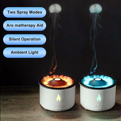 Creative Ultrasonic Essential Oil Humidifier Volcano Aromatherapy Machine Spray Jellyfish Air Flame Humidifier Diffuser - My Tech Addict