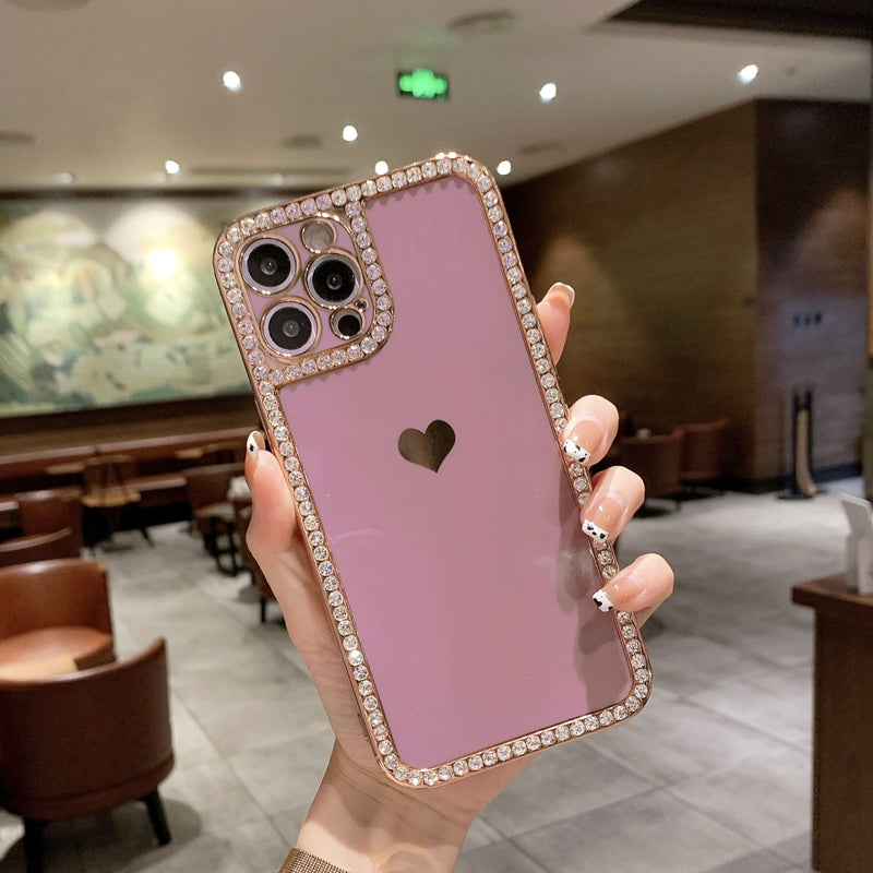 Phone Case Accessories Love Crystal Diamond Edge Electroplating Protective Cover - My Tech Addict