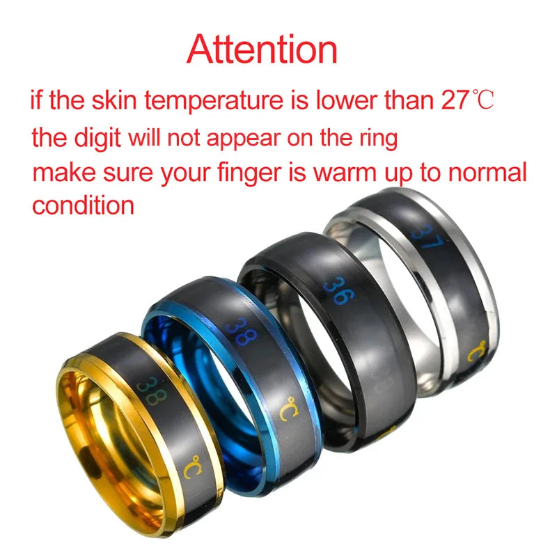 Smart Stainless Steel Body Temperature Ring with Fashion Display and Real-time Temperature Testing