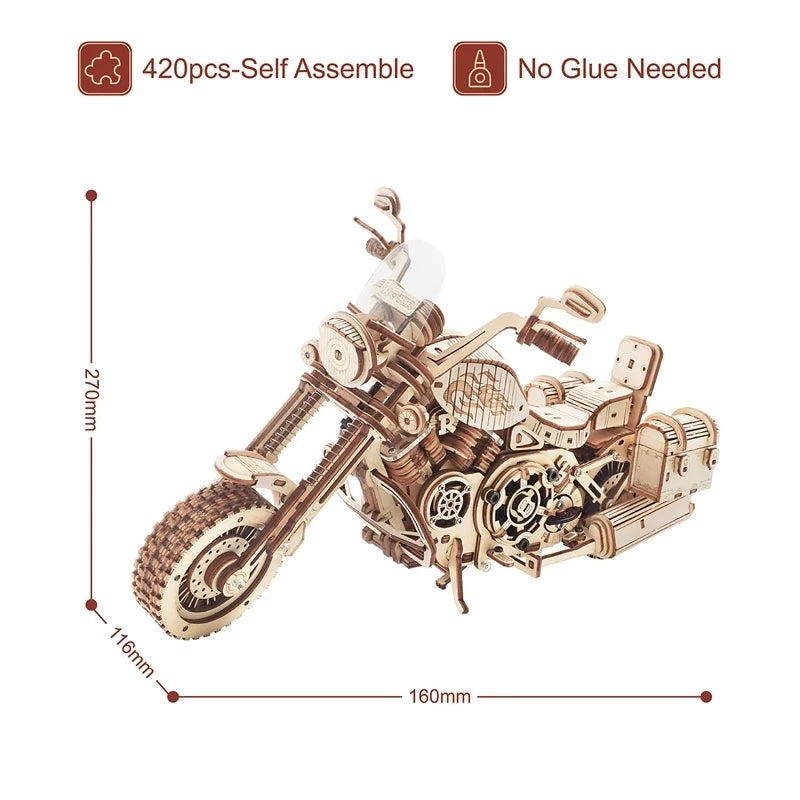 Robotime Rokr Cruiser Motorcycle DIY Wooden Model 420 Pcs Building Block Kits Funny Toys Gifts For Children Adults Dropshipping - My Tech Addict