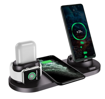 Wireless Charger For IPhone Fast Charger For Phone Fast Charging Pad For Phone Watch 6 In 1 Charging Dock Station - My Tech Addict