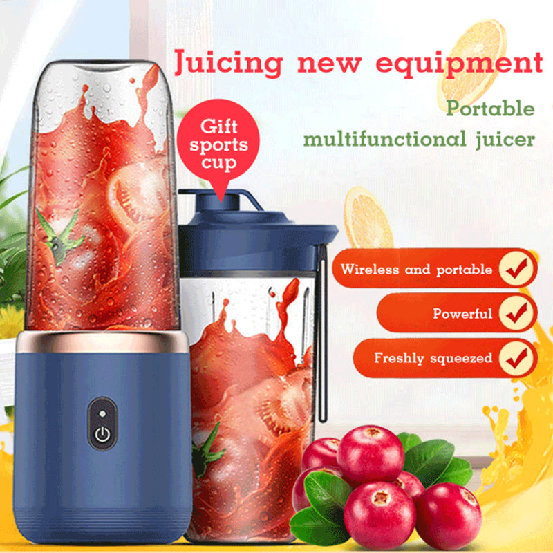 6blade Portable Blender Mini Juicer Cup Extractor Smoothie USB Charging Fruit Squeezer Blender Food Mixer Ice Crusher Portable Juicer Machine