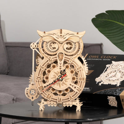 Robotime Rokr Creative DIY Toys 3D Owl Wooden Clock Building Block KitProduct Specification

 Brand:Robotime original design;
 
 Wood piece:161pcs;
 
 Assembly time:about 4 hours.
 
 Recommend age:14+,children under the age of 14 can challowen giftsMy Tech AddictMy Tech Addict