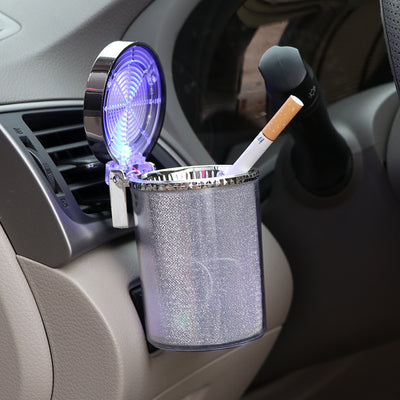 Car Ashtray With LED Light RGB Ambient Light Cigarette Cigar Ash Tray Container Trash Can Portable Ashtray Auto Accessories - My Tech Addict