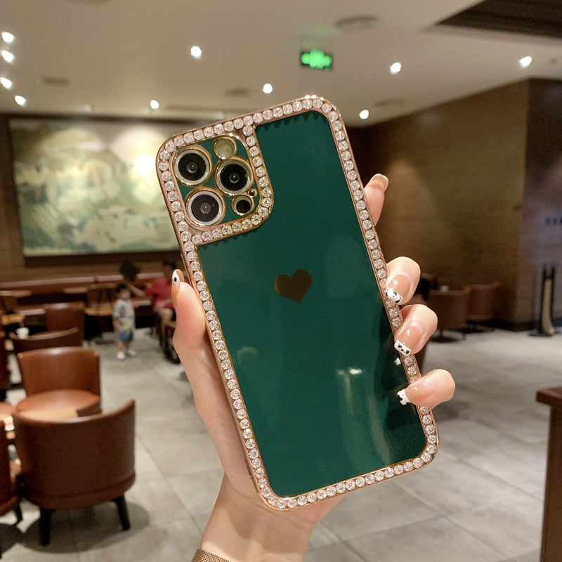Phone Case Accessories Love Crystal Diamond Edge Electroplating Protective Cover - My Tech Addict