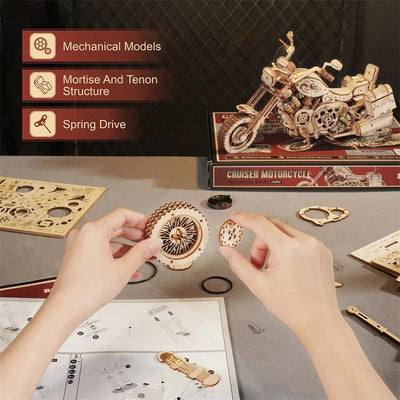 Robotime Rokr Cruiser Motorcycle DIY Wooden Model 420 Pcs Building Block Kits Funny Toys Gifts For Children Adults Dropshipping - My Tech Addict