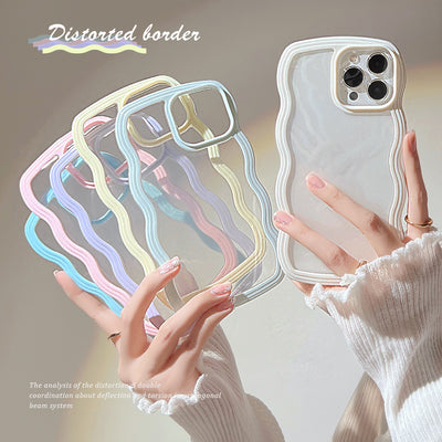 Wave Border Mobile Phone Case Solid Color Simple Candy Color - My Tech Addict