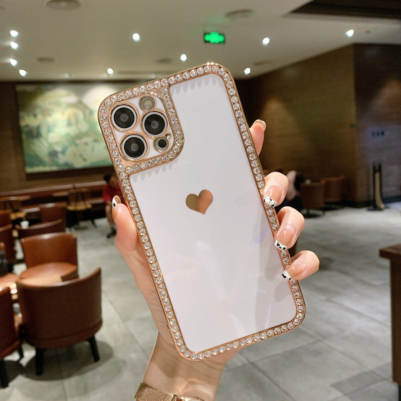 Phone Case Accessories Love Crystal Diamond Edge Electroplating Protective Cover - My Tech Addict