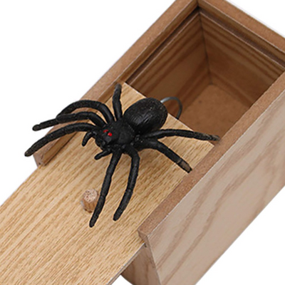 Prank Spider Wooden Scare Box Trick Play Joke Lifelike Surprise April 
 Overview
 
 Features:
 
 The animal in the wooden box will jump out when you remove the case cover
 
 A surprising box with a vivid animal inside
 
 Great toy to mhallowen giftsMy Tech AddictMy Tech Addict