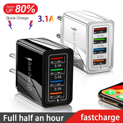 USB Charger Quick Charge 3.0 4 Phone Adapter For Tablet Portable Wall Mobile Charger Fast Charger - My Tech Addict