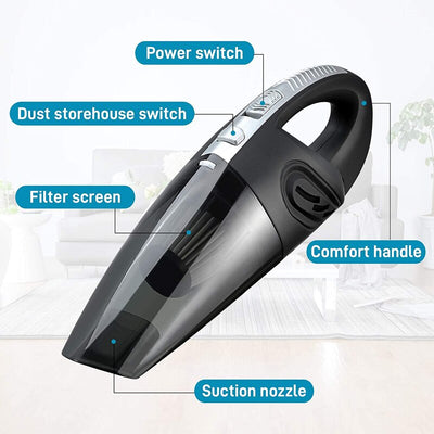 Portable Car Vacuum CleanerCordless Car Vacuum Cleaner 12V Auto Mini Hand held Wet Dry Small Portable 120W Instructions For Use:    1, Check if the charge is sufficient.    2, The switch can b5My Tech AddictMy Tech Addict